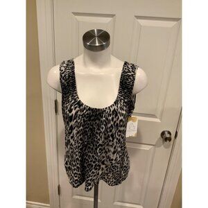 Elie Tahari Black & Gray Leopard Print Tank Top, Size Small